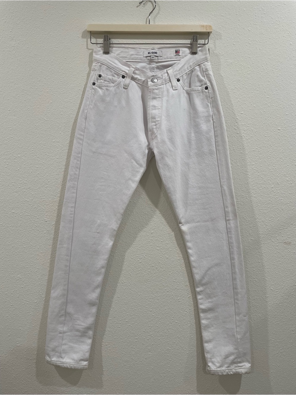 Re/Done Levi’s Straight Skinny White Jeans Mid Rise Size 24